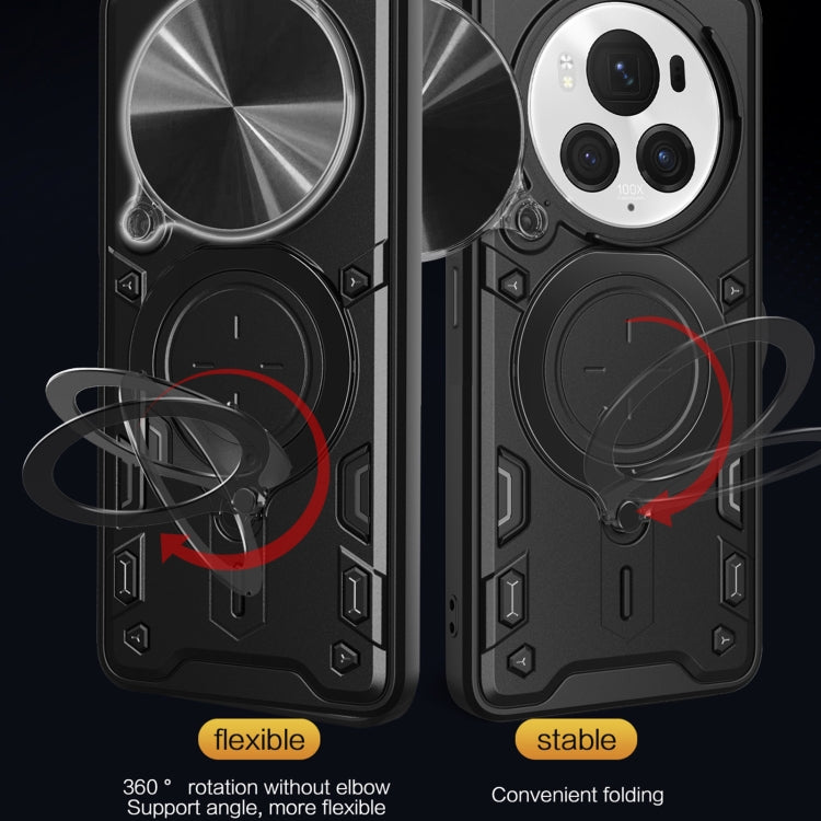 For Honor Magic6 Pro 5G CD Texture Sliding Camshield Magnetic Holder Phone Case(Silver)