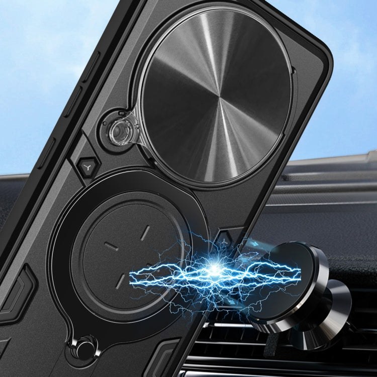 For Honor X9b CD Texture Sliding Camshield Magnetic Holder Phone Case(Black)