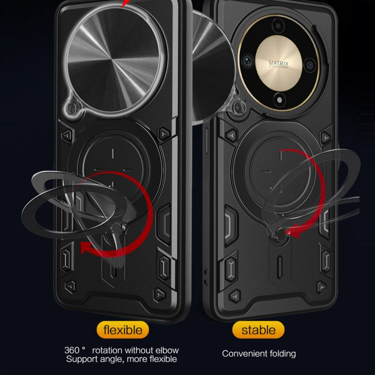 For Honor X9b CD Texture Sliding Camshield Magnetic Holder Phone Case(Black)