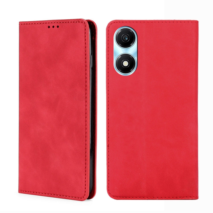 For Honor X5 Plus 4G / Play 40C Skin Feel Magnetic Leather Phone Case(Red)