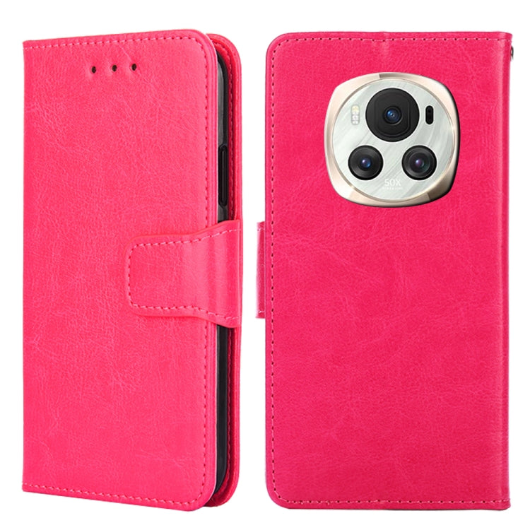 For Honor Magic6 Crystal Texture Leather Phone Case(Rose Red)