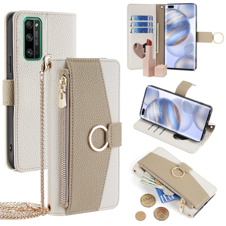 For Honor 30 Pro Crossbody Litchi Texture Leather Phone Case(White)