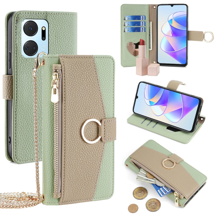 For Honor X7a Crossbody Litchi Texture Leather Phone Case(Green)