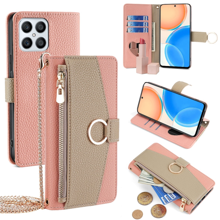For Honor X30i / X8 Crossbody Litchi Texture Leather Phone Case(Pink)