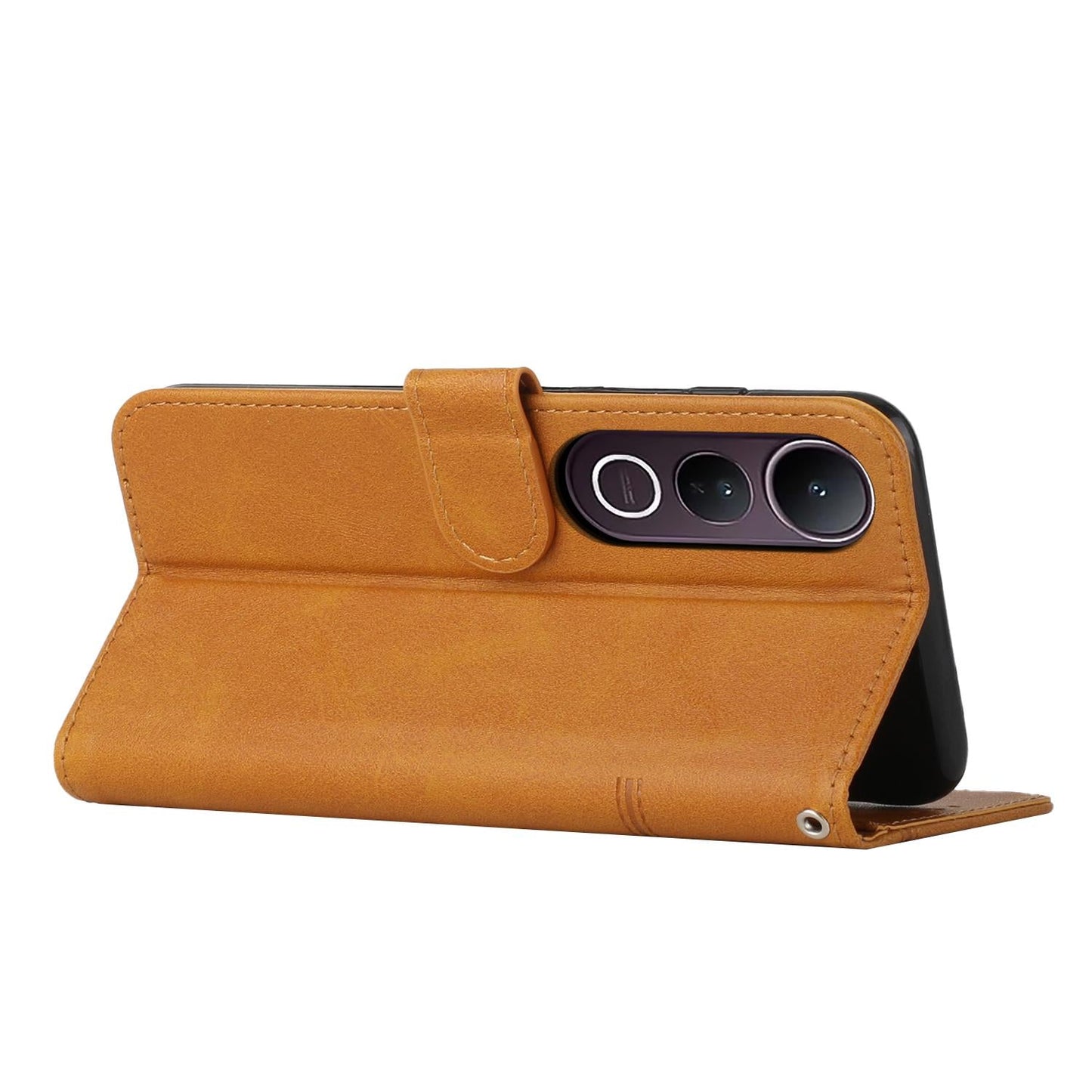 For vivo V50 Lite Stitching Calf Texture Buckle Leather Phone Case(Yellow)