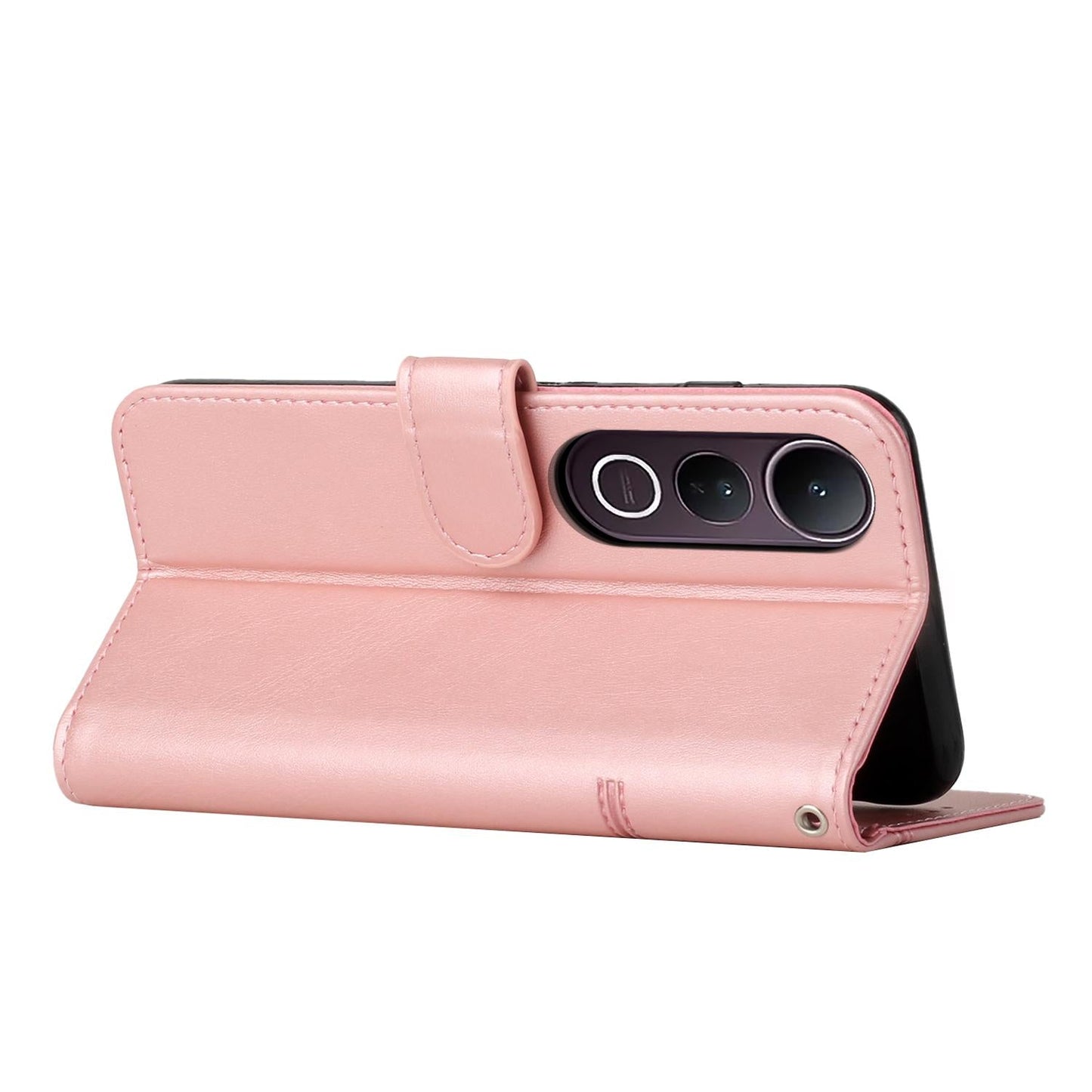 For vivo V50 Lite Stitching Calf Texture Buckle Leather Phone Case(Pink)