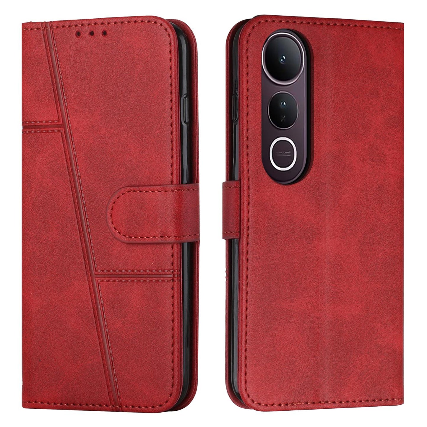 For vivo V50 Lite Stitching Calf Texture Buckle Leather Phone Case(Red)