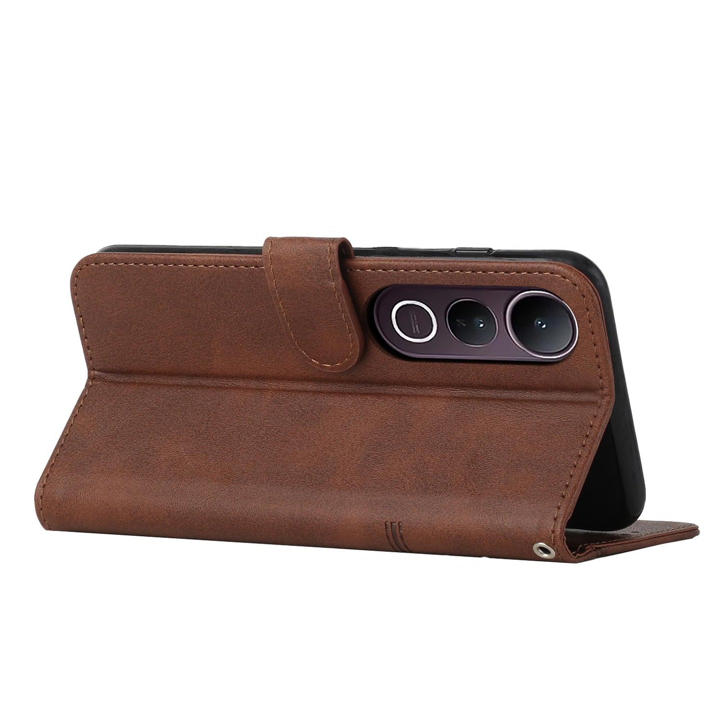 For vivo V50 Lite Stitching Calf Texture Buckle Leather Phone Case(Brown)