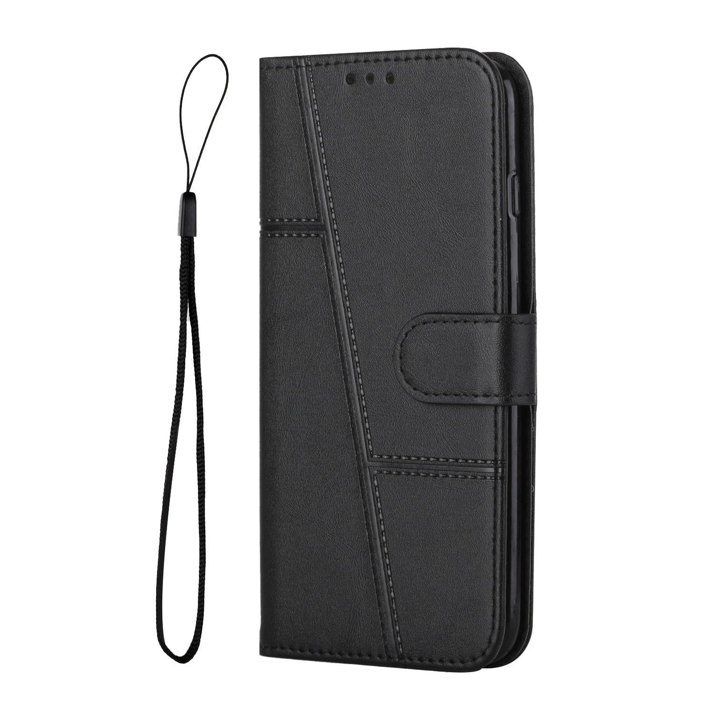 For vivo V50 Lite Stitching Calf Texture Buckle Leather Phone Case(Black)