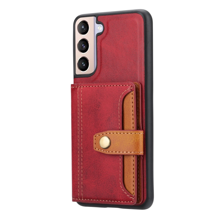 For Samsung Galaxy S24 5G Calfskin Card Slot TPU + PU Phone Case(Red)