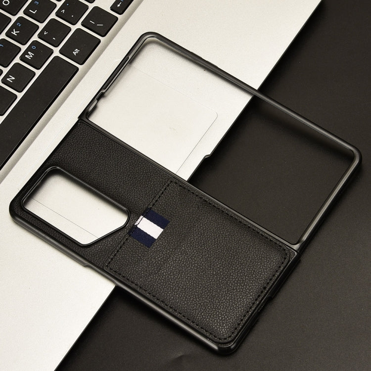 For Honor Magic V2 RSR Porsche Design Litchi Texture Card Slots Back Cover Phone Case(Black)