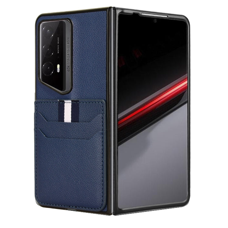 For Honor Magic V2 RSR Porsche Design Litchi Texture Card Slots Back Cover Phone Case(Blue)