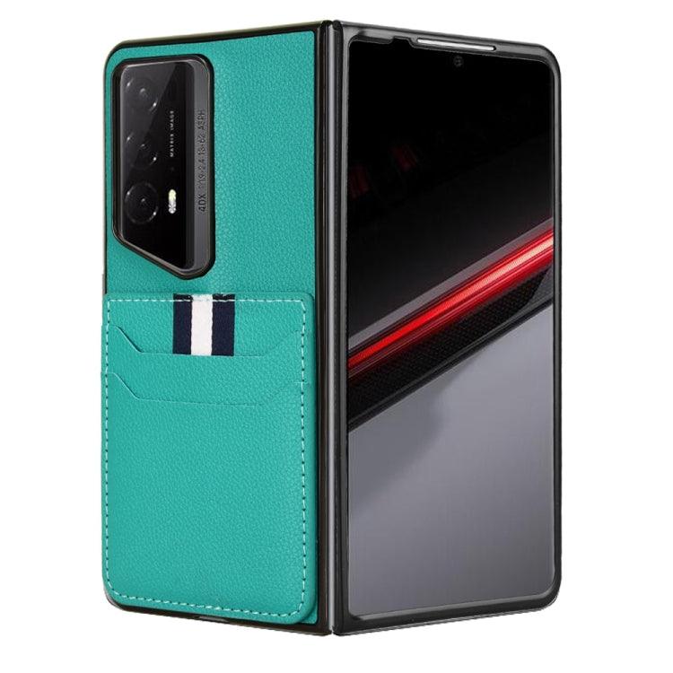 For Honor Magic V2 RSR Porsche Design Litchi Texture Card Slots Back Cover Phone Case(Green)