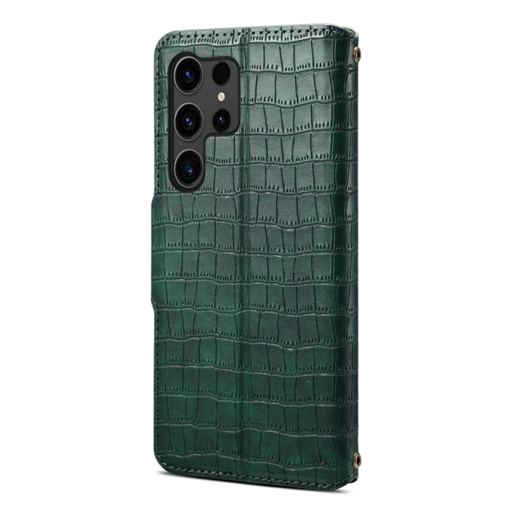 For Samsung Galaxy S24 5G Denior Crocodile Texture Oil Edge Leather Phone Case(Green)