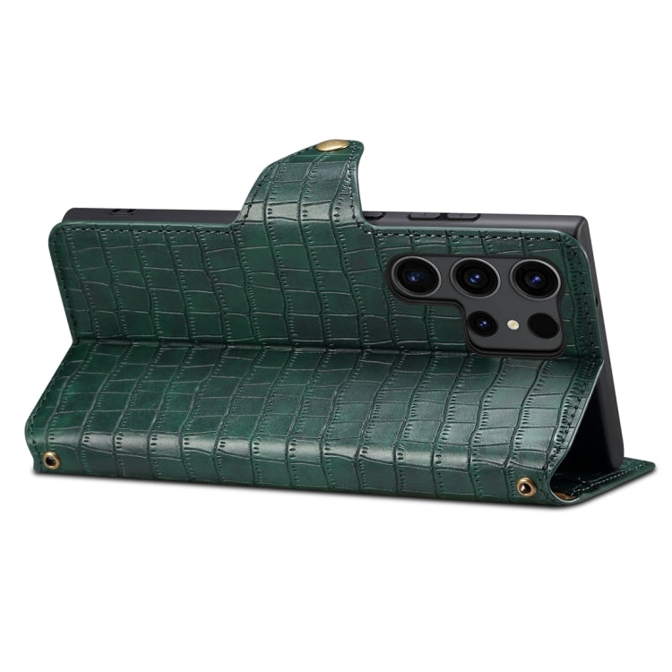 For Samsung Galaxy S24 5G Denior Crocodile Texture Oil Edge Leather Phone Case(Green)