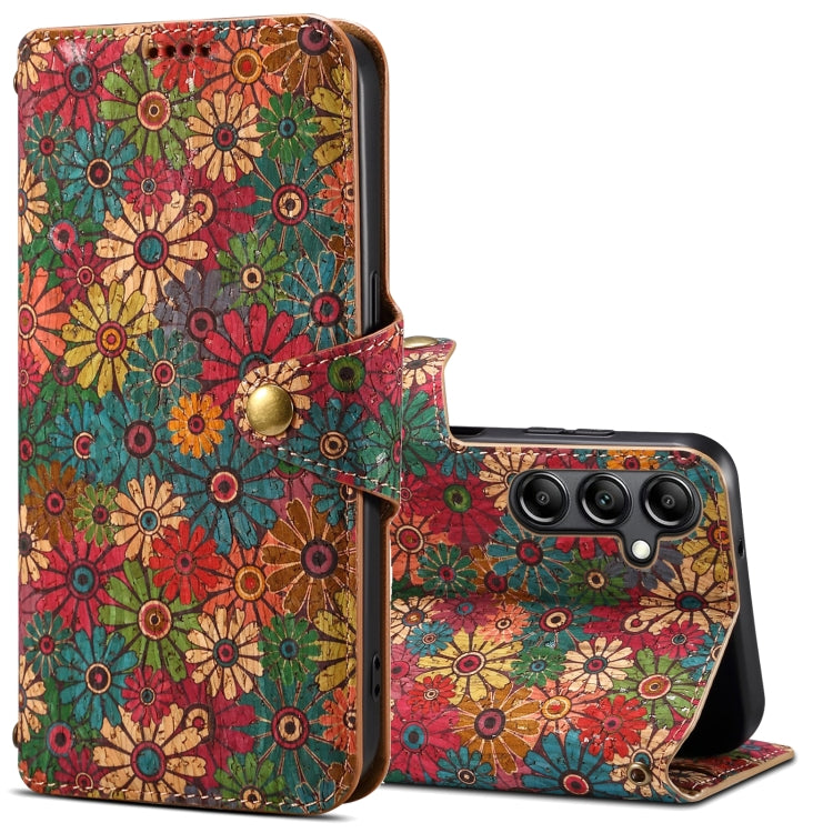 For Samsung Galaxy S24 5G Denior Flower Language Series Cork Fabric Oil Edge Leather Phone Case(Spring)