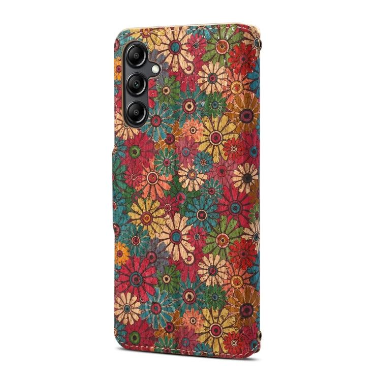 For Samsung Galaxy S24 5G Denior Flower Language Series Cork Fabric Oil Edge Leather Phone Case(Spring)