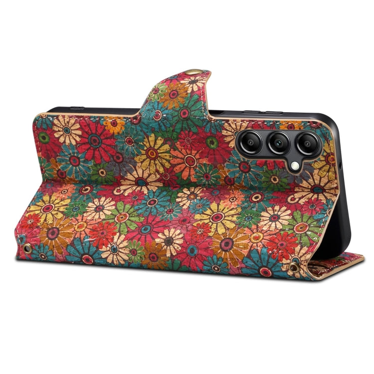 For Samsung Galaxy S24 5G Denior Flower Language Series Cork Fabric Oil Edge Leather Phone Case(Spring)