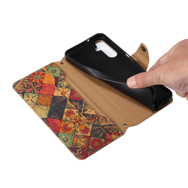 For Samsung Galaxy S24 5G Denior Flower Language Series Cork Fabric Oil Edge Leather Phone Case(Spring)