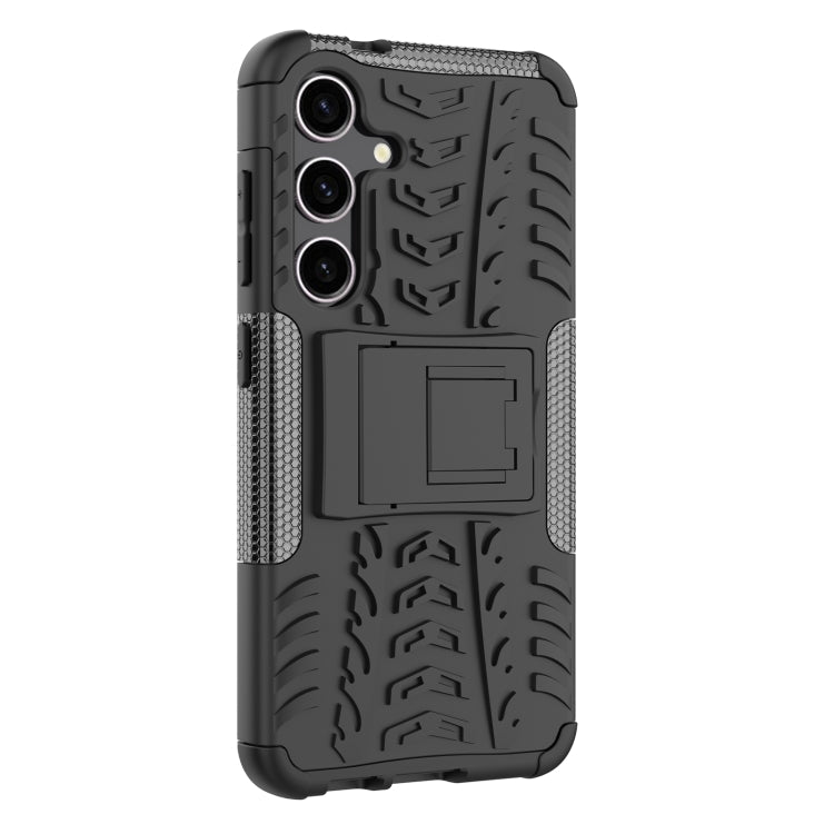 For Samsung Galaxy S24 5G Tire Texture TPU + PC Phone Case with Holder(Black)