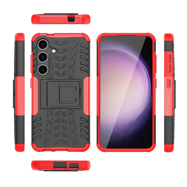 For Samsung Galaxy S24 5G Tire Texture TPU + PC Phone Case with Holder(Red)