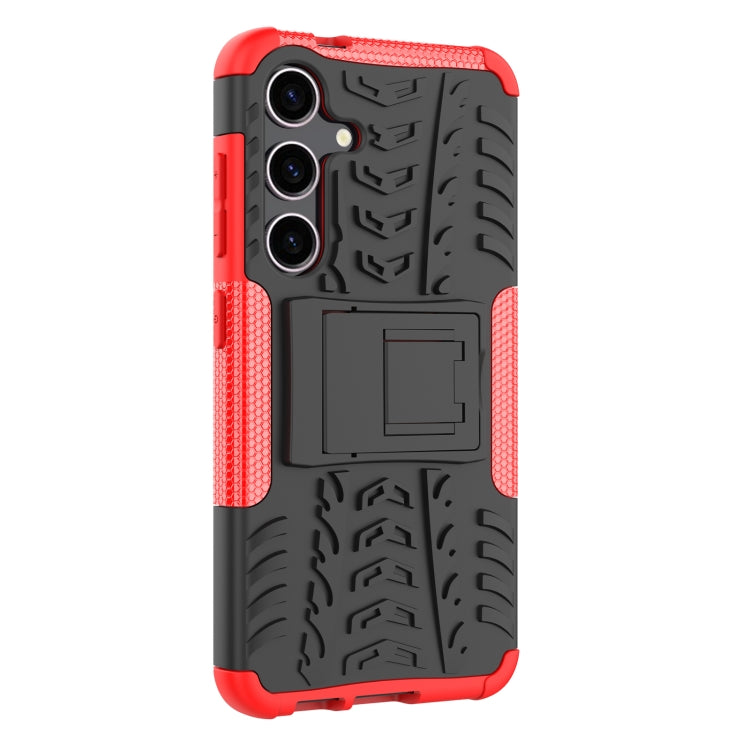 For Samsung Galaxy S24 5G Tire Texture TPU + PC Phone Case with Holder(Red)