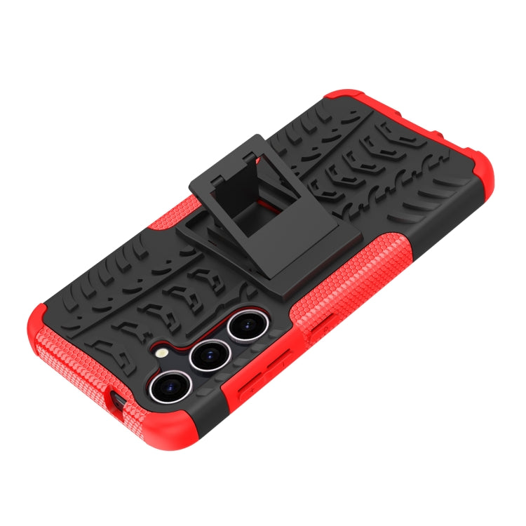 For Samsung Galaxy S24 5G Tire Texture TPU + PC Phone Case with Holder(Red)