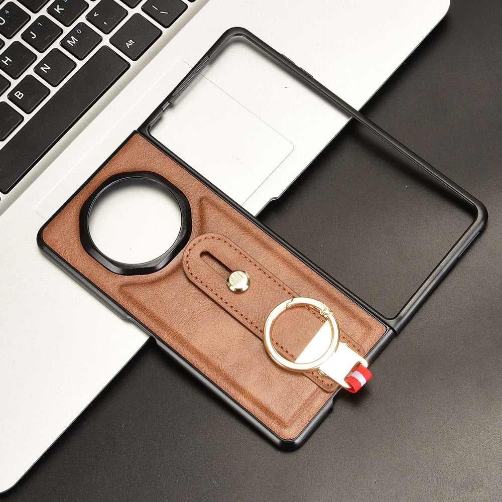 For Honor Magic V3 Wristband Leather Back Phone Case(Brown)