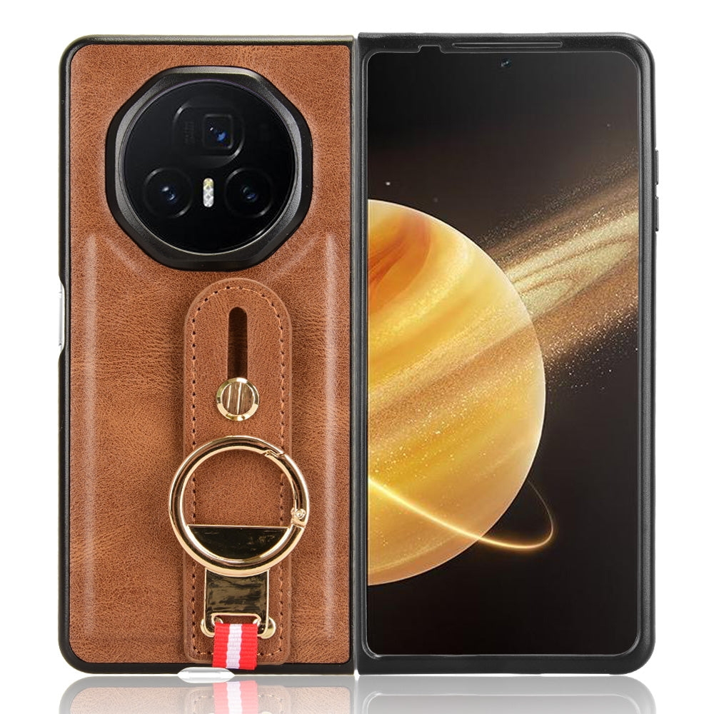 For Honor Magic V3 Wristband Leather Back Phone Case(Brown)