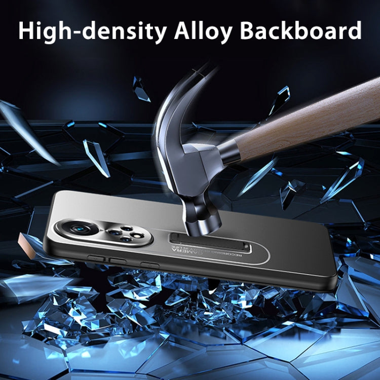 For Honor 50 Pro Frosted Metal Hybrid TPU Holder Phone Case(Blue)