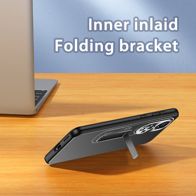 For Honor 50 Frosted Metal Hybrid TPU Holder Phone Case(Silver)