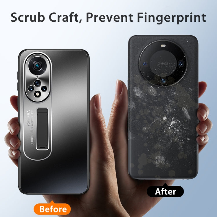 For Honor 50 Frosted Metal Hybrid TPU Holder Phone Case(Silver)