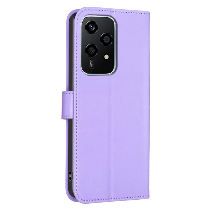 For Honor 200 Lite EU Version Four-leaf Embossed Leather Phone Case(Purple)