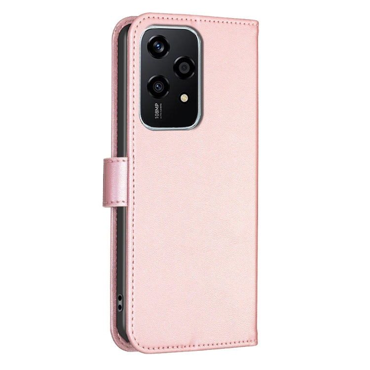 For Honor 200 Lite EU Version Four-leaf Embossed Leather Phone Case(Pink)