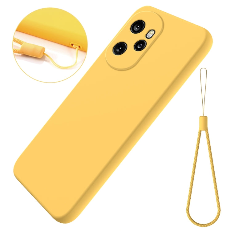 For Honor 100 Pro Solid Color Liquid Silicone Dropproof Full Coverage Protective Case(Yellow)