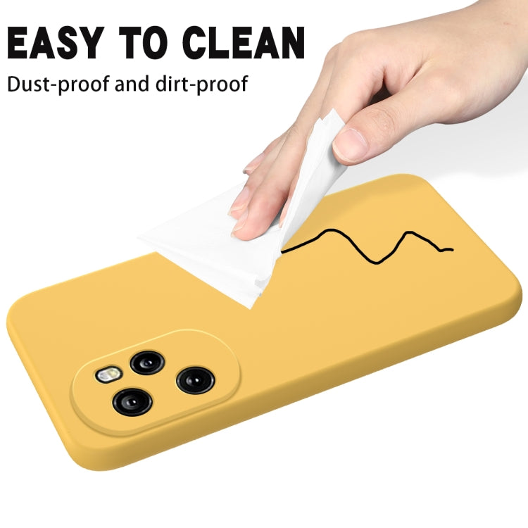 For Honor 100 Pro Solid Color Liquid Silicone Dropproof Full Coverage Protective Case(Yellow)