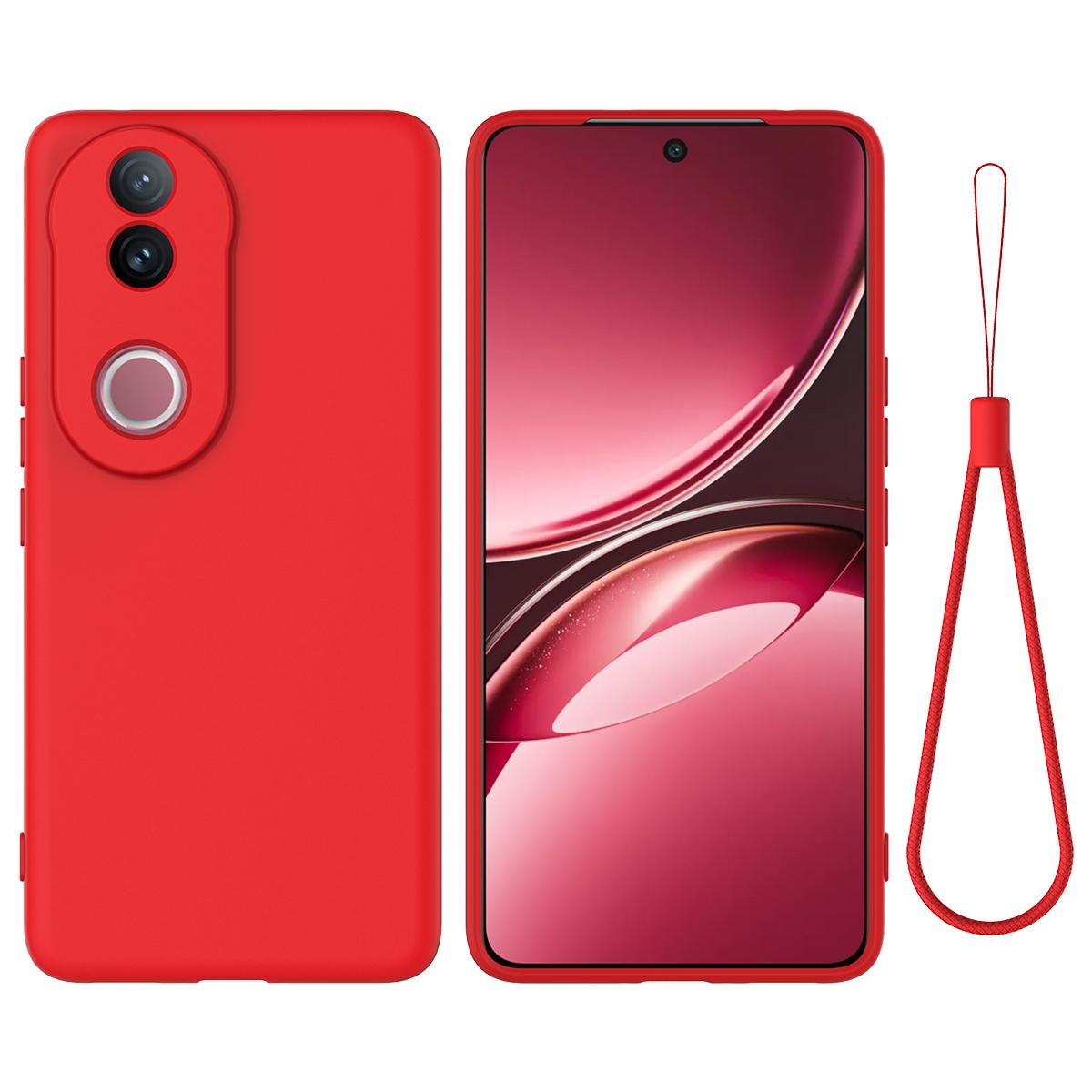 For vivo V50 5G Solid Color Liquid Silicone Dropproof Full Coverage Phone Case(Red)