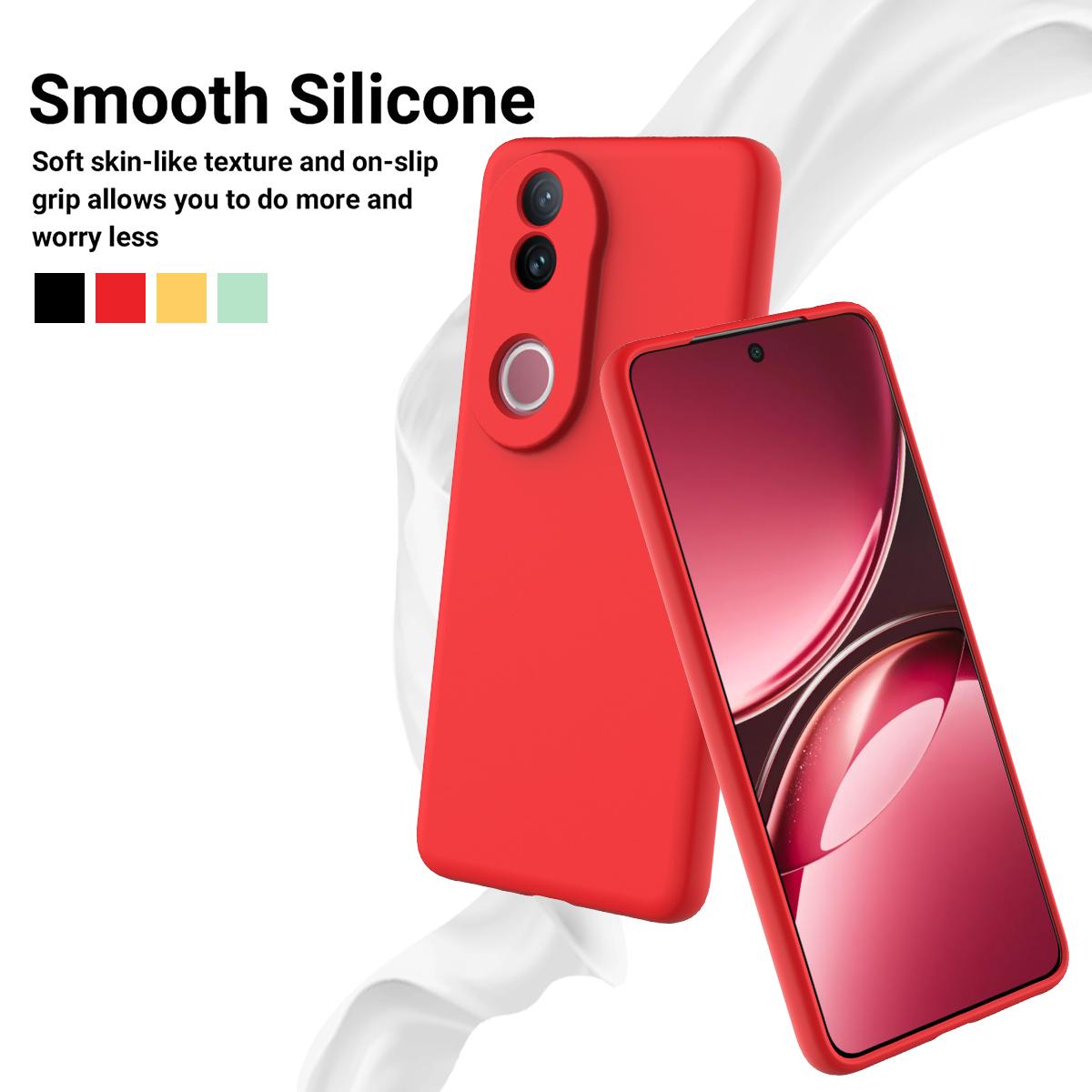 For vivo V50 5G Solid Color Liquid Silicone Dropproof Full Coverage Phone Case(Red)