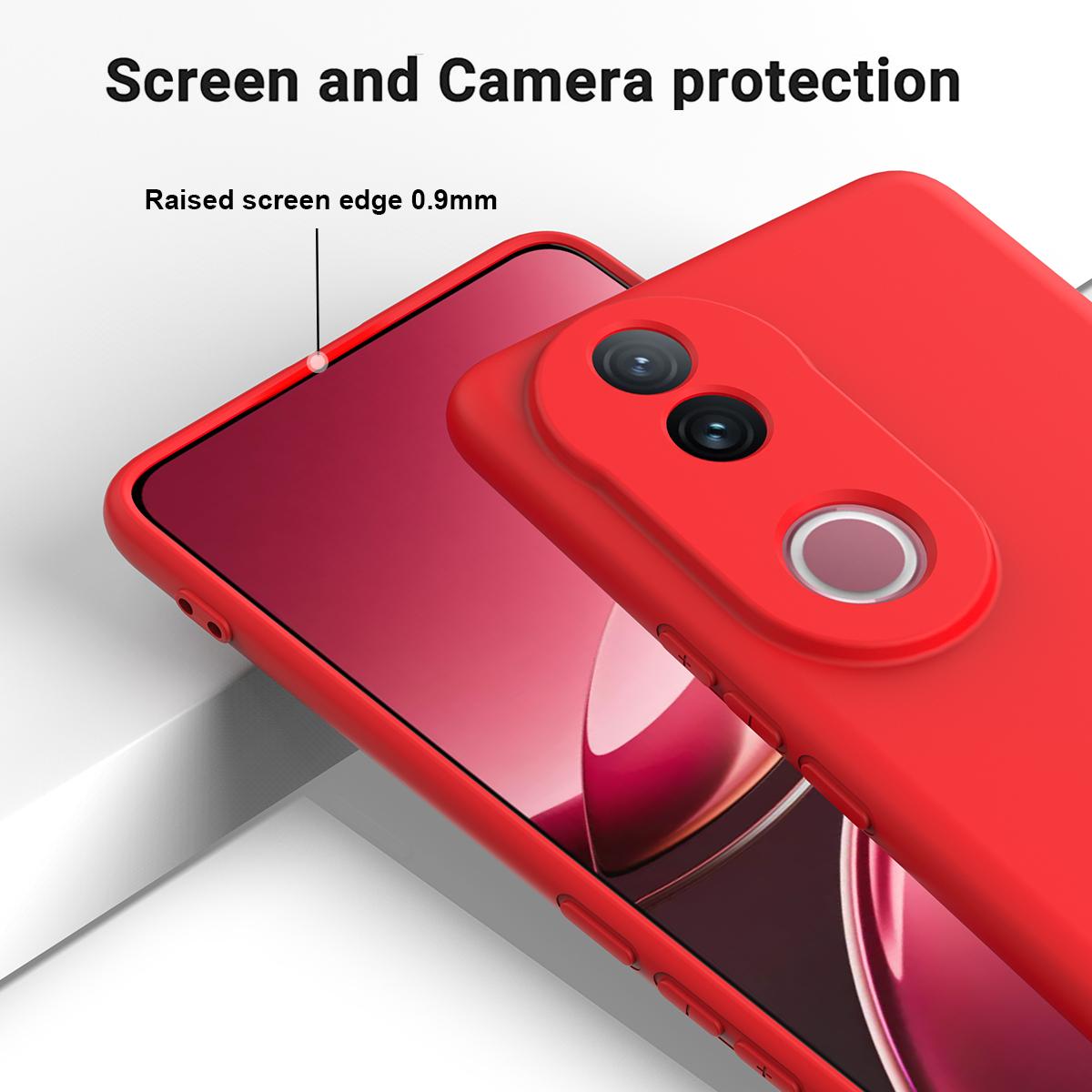 For vivo V50 5G Solid Color Liquid Silicone Dropproof Full Coverage Phone Case(Red)