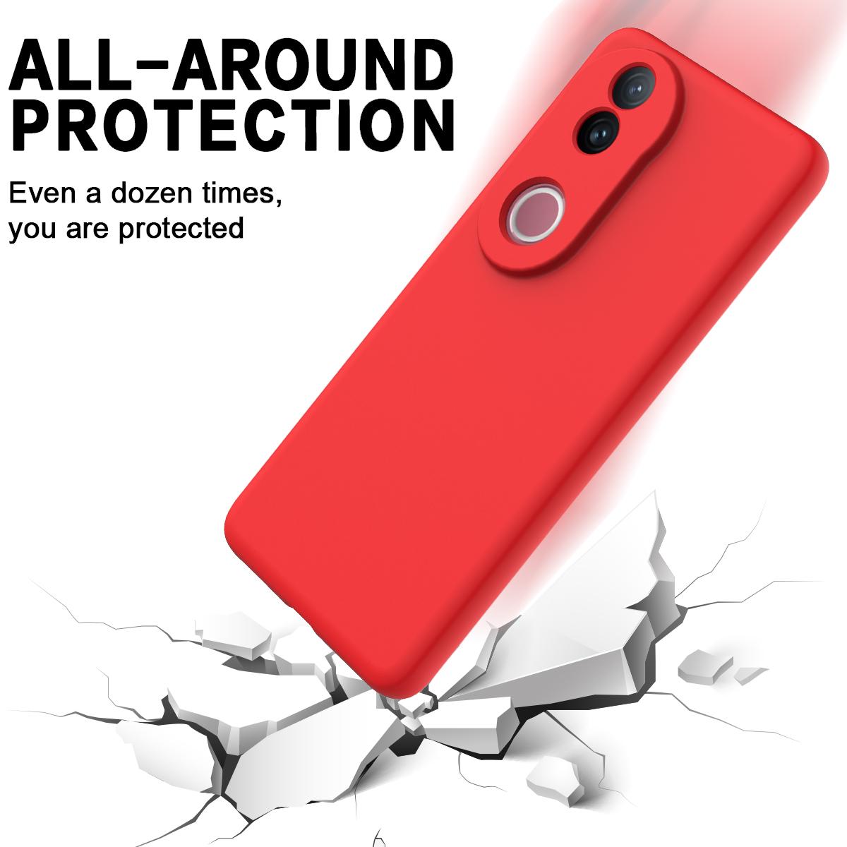 For vivo V50 5G Solid Color Liquid Silicone Dropproof Full Coverage Phone Case(Red)