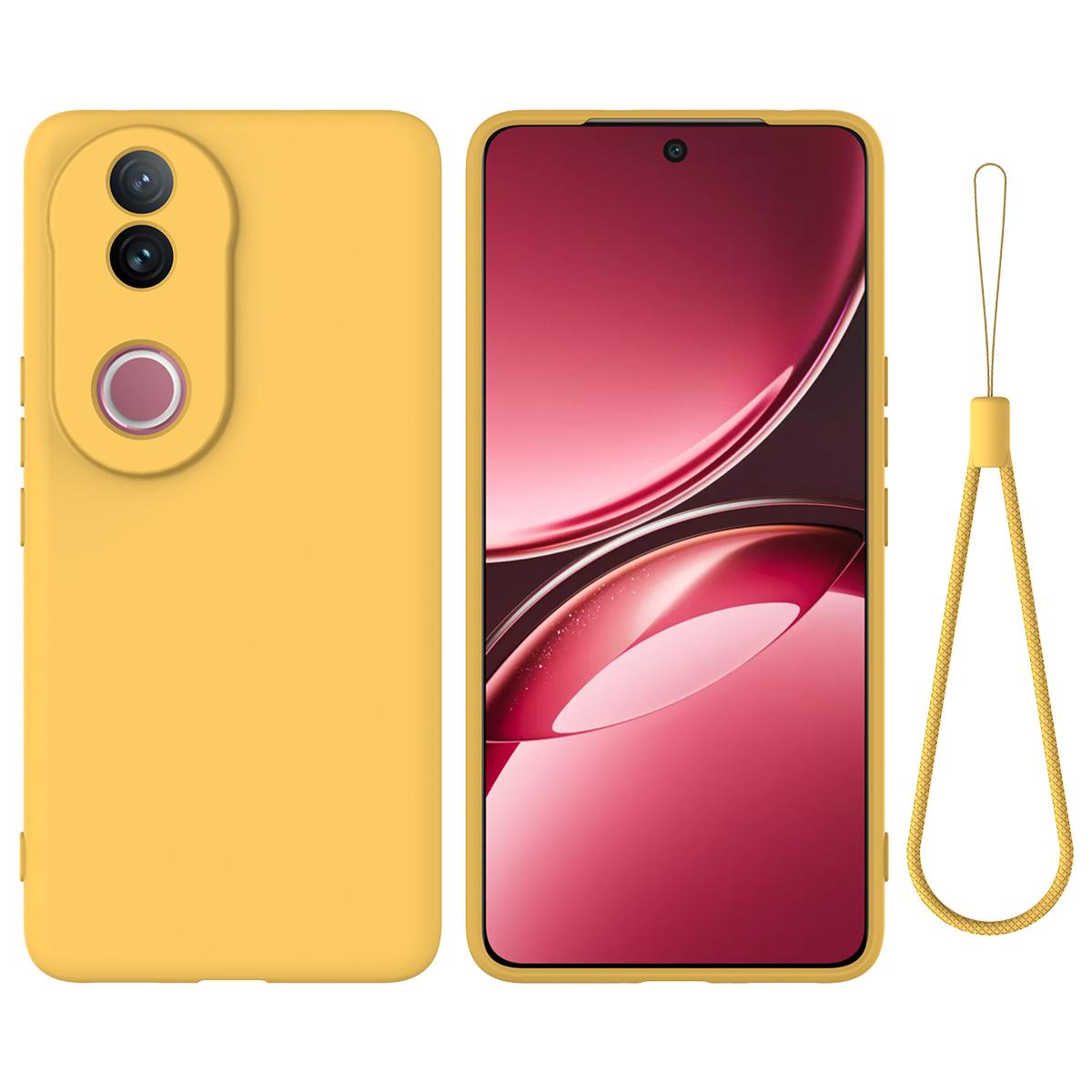 For vivo V50 5G Solid Color Liquid Silicone Dropproof Full Coverage Phone Case(Yellow)