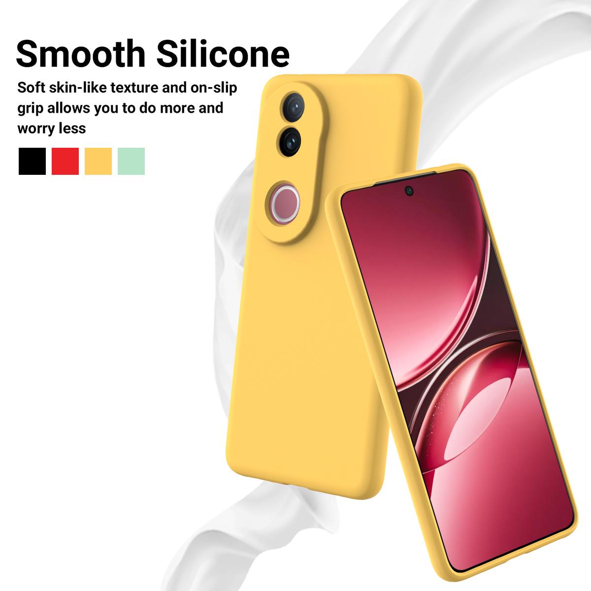 For vivo V50 5G Solid Color Liquid Silicone Dropproof Full Coverage Phone Case(Yellow)