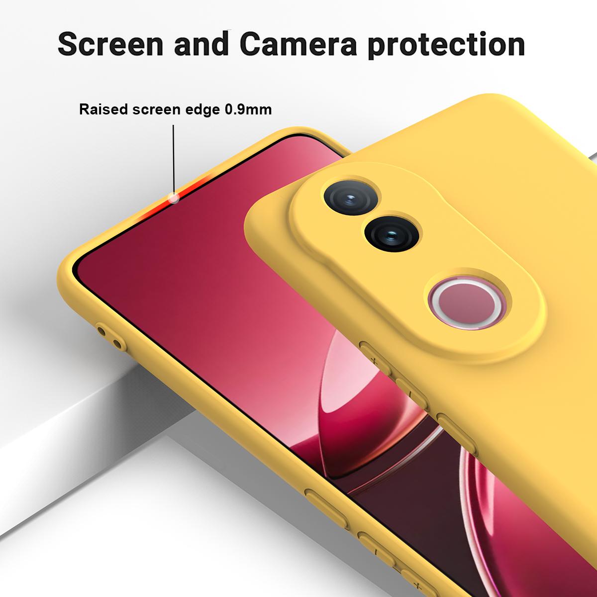 For vivo V50 5G Solid Color Liquid Silicone Dropproof Full Coverage Phone Case(Yellow)