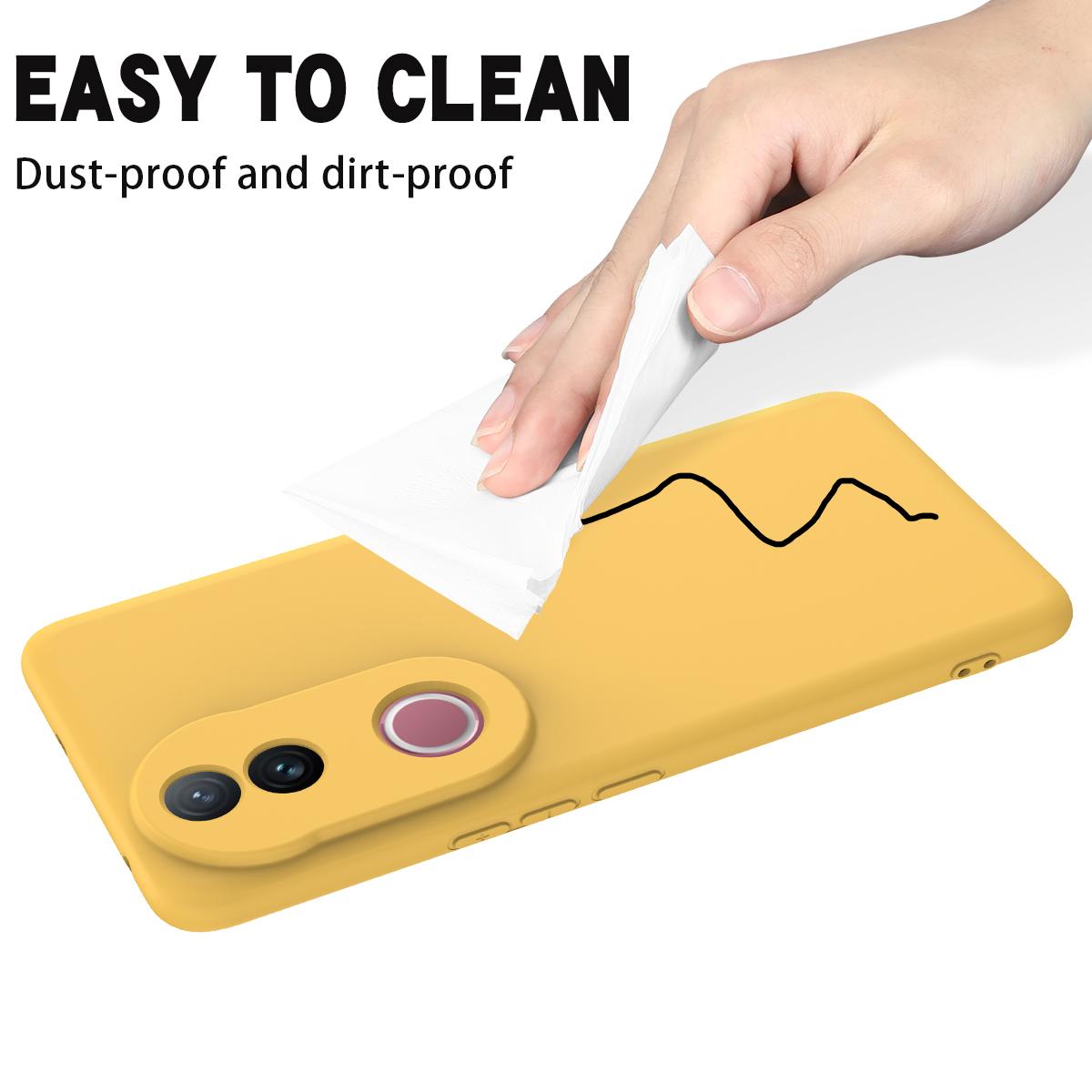 For vivo V50 5G Solid Color Liquid Silicone Dropproof Full Coverage Phone Case(Yellow)