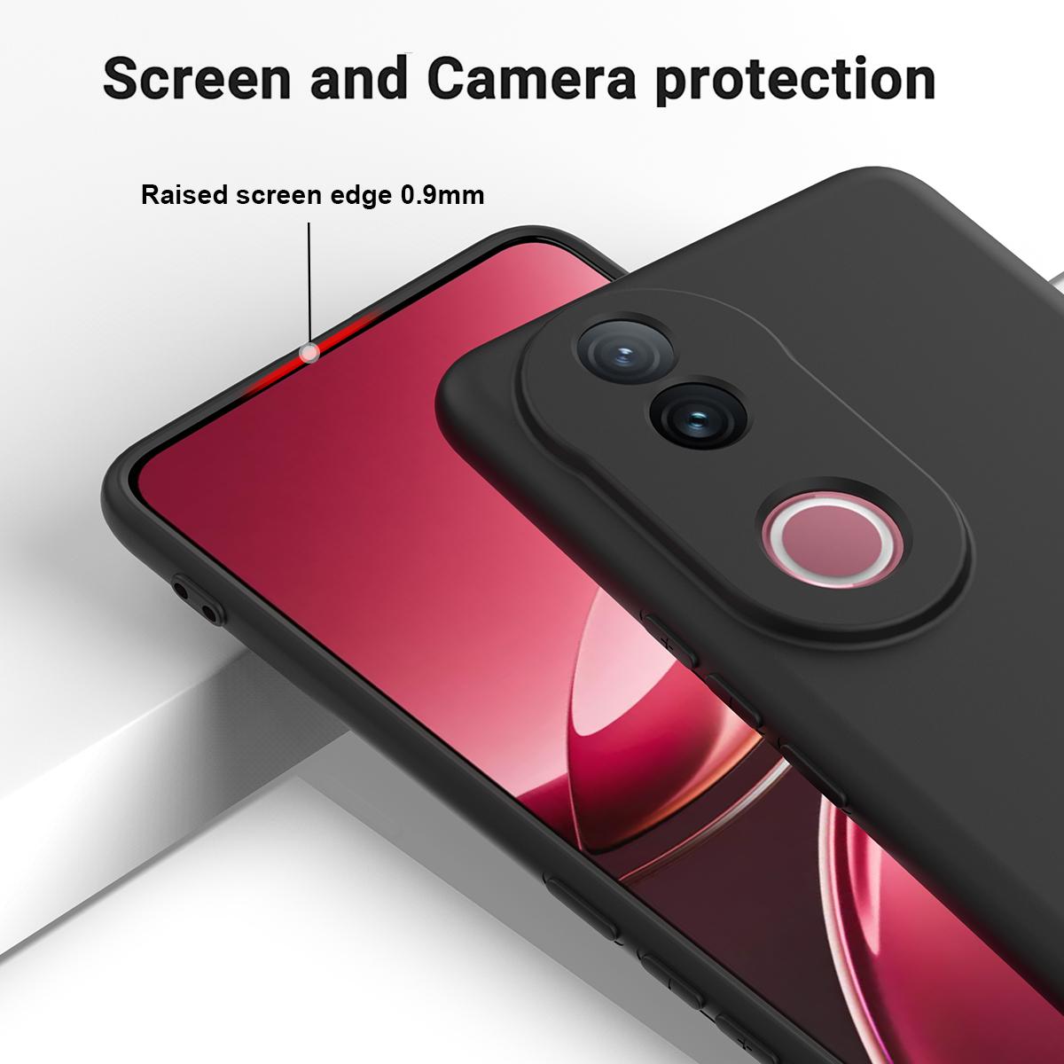 For vivo V50 5G Solid Color Liquid Silicone Dropproof Full Coverage Phone Case(Black)