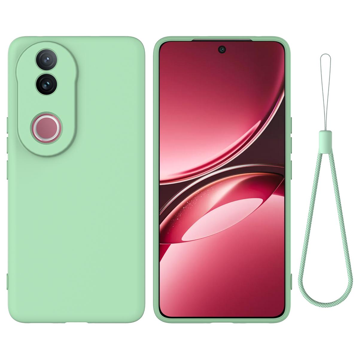 For vivo V50 5G Solid Color Liquid Silicone Dropproof Full Coverage Phone Case(Green)