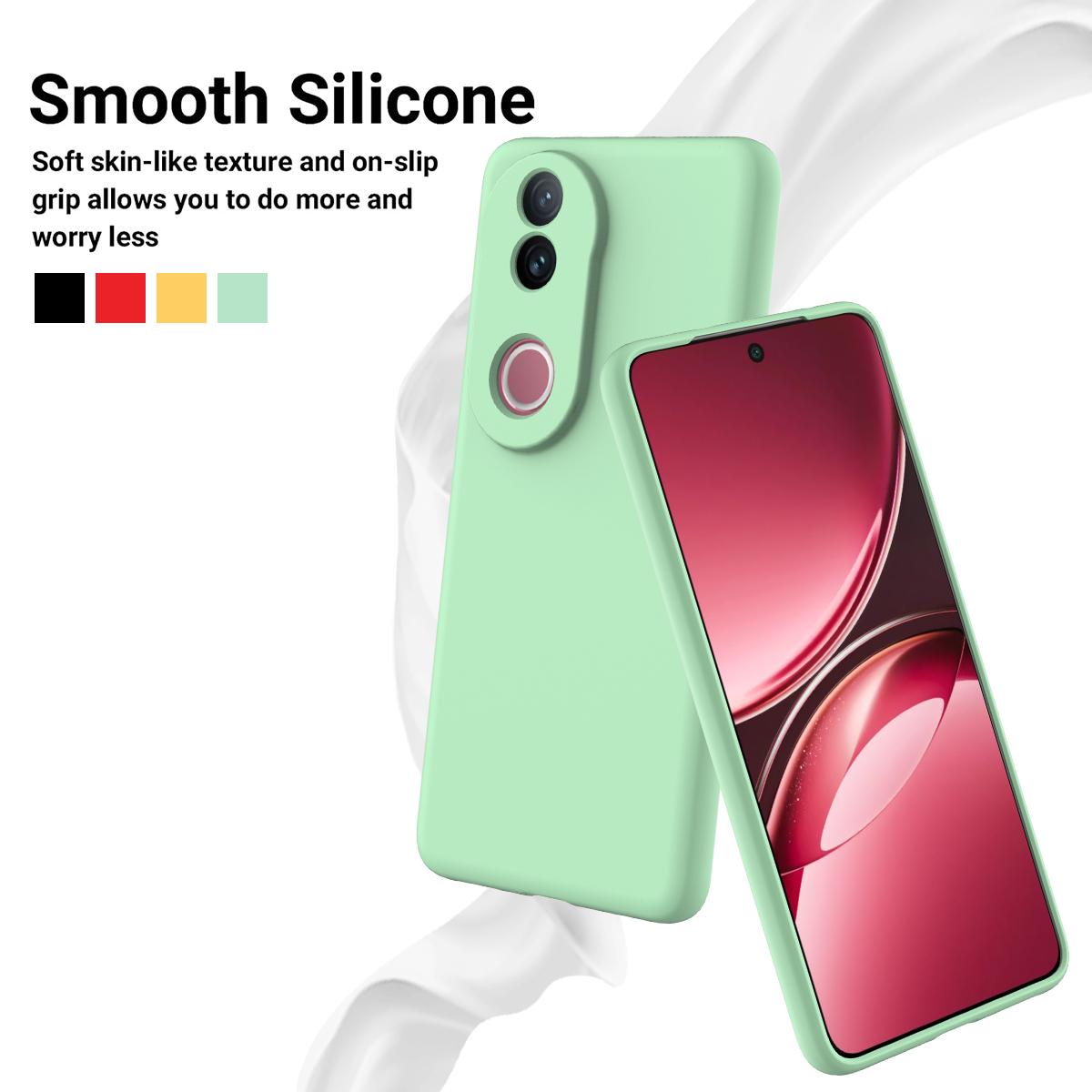 For vivo V50 5G Solid Color Liquid Silicone Dropproof Full Coverage Phone Case(Green)