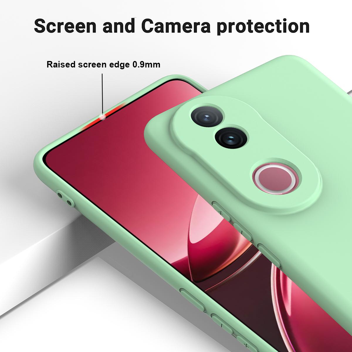 For vivo V50 5G Solid Color Liquid Silicone Dropproof Full Coverage Phone Case(Green)