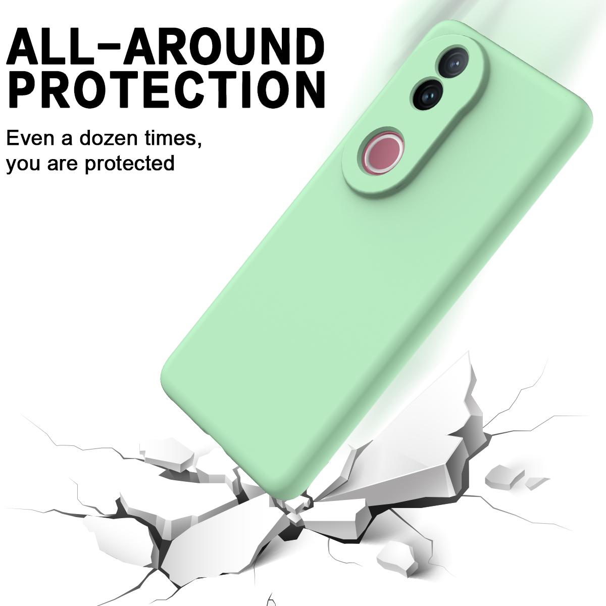 For vivo V50 5G Solid Color Liquid Silicone Dropproof Full Coverage Phone Case(Green)