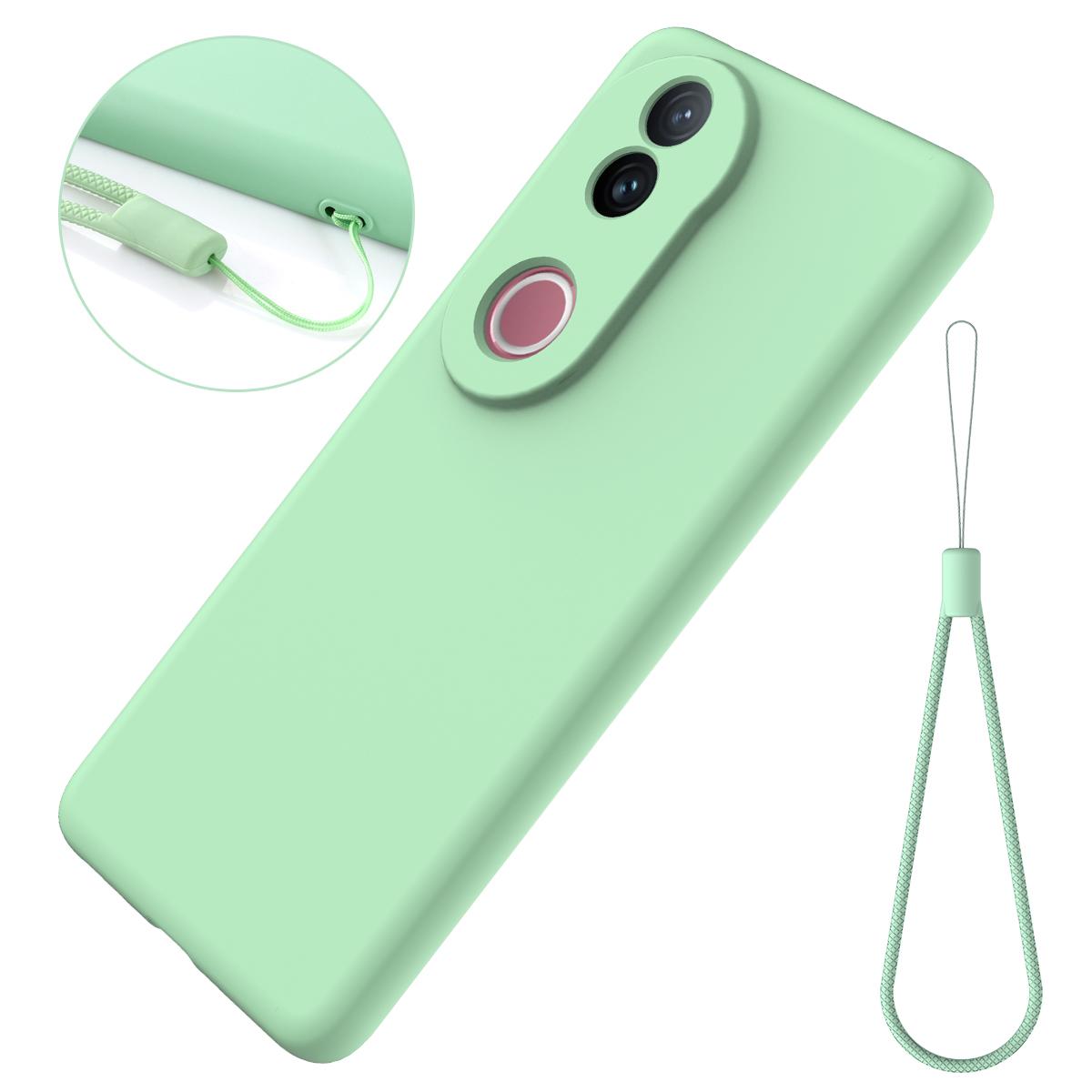 For vivo V50 5G Solid Color Liquid Silicone Dropproof Full Coverage Phone Case(Green)